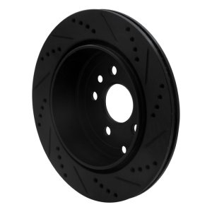 Land Rover LR2 Brake Rotor (1) - Rear Left - R1 Concepts - Drilled & Slotted - Black - `08-`12
